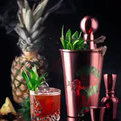 Une image de Red Forest, le cocktail fruité et mentholé parfait pour une soirée entre amis 🍹🌿 - image générée par IA (DALL-E)