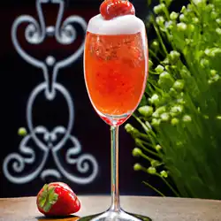 Une image de Le mystère de la création du cocktail Fraise-Fizz - image générée par IA (DALL-E)