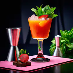 Une image de Cocktail Fraise-téquila-menthe-orange : le mélange parfait pour l'été