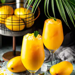 Une image de Mango-Fizz, le cocktail fruité et rafraîchissant pour cet été ☀️🍹 - image générée par IA (DALL-E)
