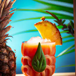 Une image de Le cocktail qui t'envoie direct en vacances : Tropical Touch - image générée par IA (DALL-E)