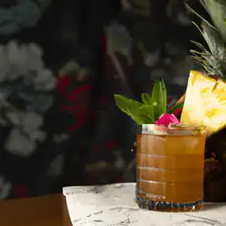 Une image de Le Peachy Pineapple Fiesta, la boisson qui va faire danser vos papilles ! - image générée par IA (DALL-E)