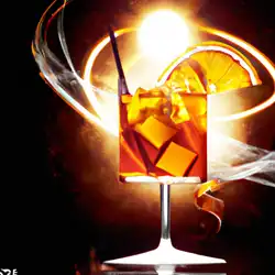 Une image du cocktail Le Solar Flare Prêt à Tester le Nouveau Punch - image générée par IA (DALL-E)