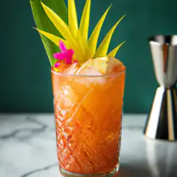 Une image du cocktail Tigre Gingembre Ananas : la puissance explosive - image générée par IA (DALL-E)
