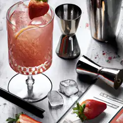 Une image du cocktail C'est Fraise et Gingembre Givré pour moi ! - image générée par IA (DALL-E)