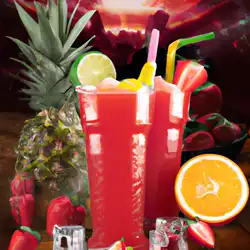 Une image de Le Tropicana Fruitee : le cocktail qui t'emporte sur une île paradisiaque ! - image générée par IA (DALL-E)