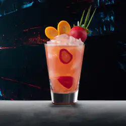 Une image de Cocktail Fraise Orange Fusion: le mélange parfait pour l'été ! - image générée par IA (DALL-E)